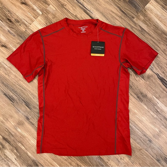 Mens NWT exofficio outdoor give n go sport mesh workout t shirt sz S red black - Picture 1 of 4